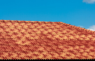 Naklejka premium The red roof reversed the sky.