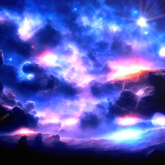 Naklejka premium A dream of a distant galaxy, concept art, matte painting, HQ, 4k in landscape format