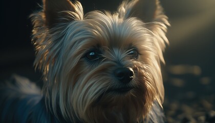 Cute yorkshire terrier dog portrait, generative ai
