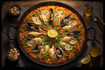 a plate of Spanish paella