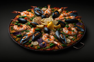 Obraz na płótnie Canvas a plate of Spanish paella