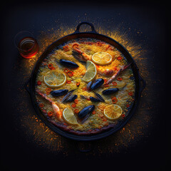 Fototapeta na wymiar a plate of Spanish paella