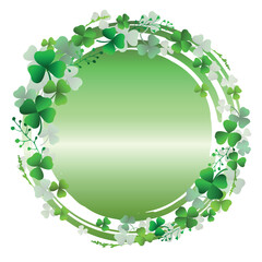 Green banner with clover leaves and space for text. Element for St. Patricks Day.