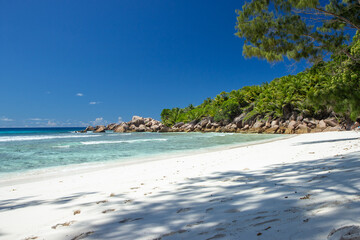 Fototapeta na wymiar Amazing beach on la Digue, Seychelles.