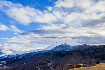 mountains in the snow