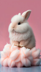 fluffy bunny in pink - generative ai