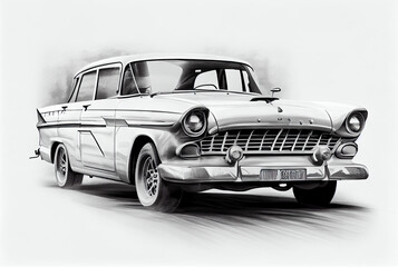 Obraz na płótnie Canvas Old classic car on white background created with AI