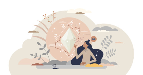 Holistic health as overall body care or spiritual balance tiny person concept, transparent background.Wellness and awareness for healthy physical and mental harmony illustration. - obrazy, fototapety, plakaty