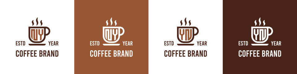 Letter NY and YN Coffee Logo, suitable for any business related to Coffee, Tea, or Other with NY or YN initials. - obrazy, fototapety, plakaty