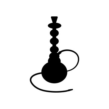 Black sihouette a hookan on an isolated background