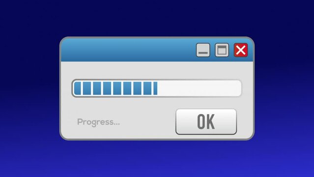Computer Windows with Loading Progress Bar