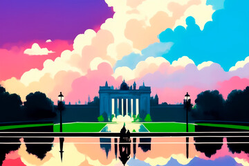 Obraz premium clouds cartoon illustration. Generative ai.