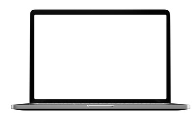 Laptop computer on transparent background png file with a transparent blank screen. screen mockup template.	
