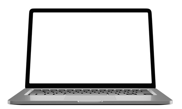 Laptop computer on transparent background png file with a transparent blank screen. screen mockup template.	
