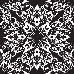 Experience the beauty of ethnic art with this elegant batik-inspired design, featuring intricate tracery and delicate swirls that create a stunning silhouette. The monochrome color scheme