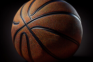 basketball on black background. Generative Ai