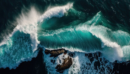 Spectacular aerial top view background photo of ocean sea water white wave splashing in the deep sea. Drone photo backdrop of sea wave in bird eye waves, nature, ocean, top view, water, waves, sea, 