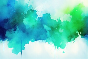 Blue, Green Watercolor Background, Abstract Artistic background, Generative AI