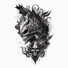 ready to print sleeve tattoo white background - generative ai