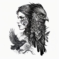 ready to print sleeve tattoo white background - generative ai