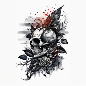 Bandana skull tattoo By vectortatu | TheHungryJPEG