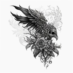 ready to print sleeve tattoo white background - generative ai