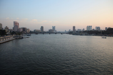 Fototapeta premium Cairo from 6th of october bridge at sunset