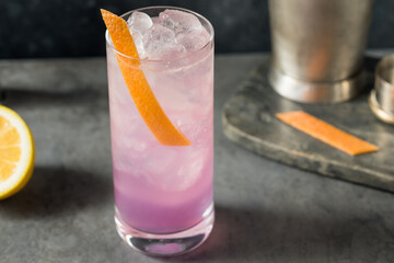 Boozy Refreshing Purple Empress Highball Cocktail