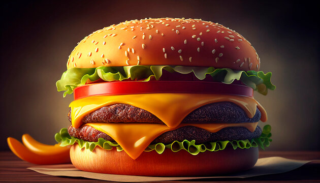 A big burger juicy and appetizing for your design