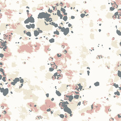 Vector Terrazzo Pattern. Grey Pink Trendy Design. Space Dye Print. Seamless Hand Painted Organic Print. Batik Brush. Dirty Art Texture. Watercolor Texture. 