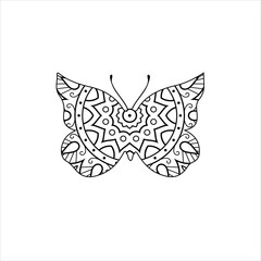 Fototapeta premium Vector cute butterfly mandala coloring page