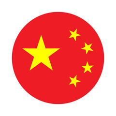 Round Circle Flag Selection Button Badge Icon with China Flag for the Chinese Language. Vector Image.