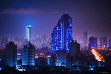 big city and neon lights, Generative AI