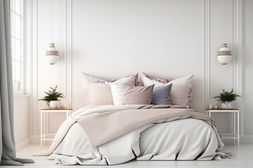 Sweet Dreams: A Minimalist and Comfortable Bedroom Oasis Cozy Bedroom for a Lazy Sunday Morning. Generative AI
