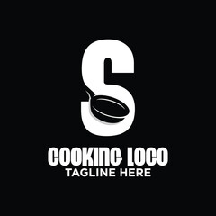 Letter S Frying Pan Logo Design Template Inspiration, Vector Illustration.