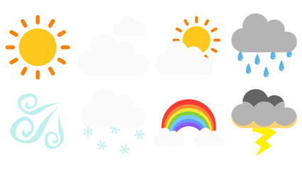 天気絵文字8種セット(シンプル/カラフル)