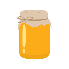 Jar of honey in flat style illustration. Glass jar with honey isolated on white background. Vector illustration