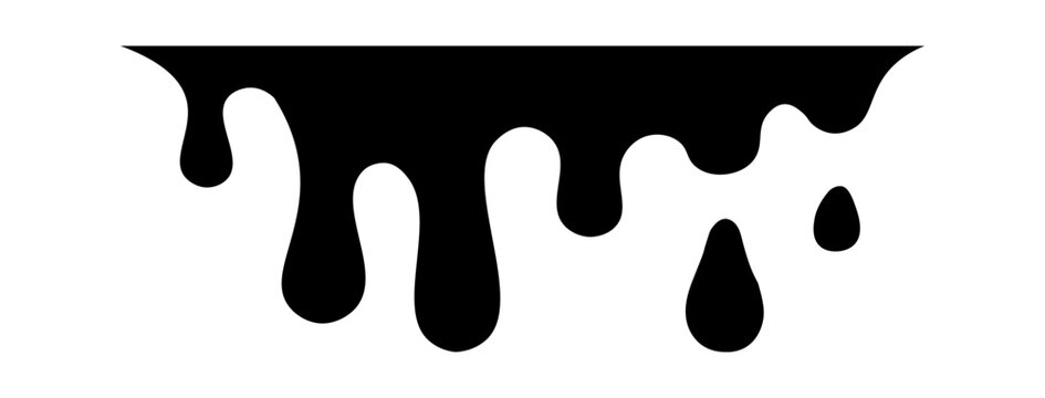 Drip of honey, melt drop. Black chocolate. Vector ink paint liquid. Sause syrip shape set