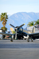 Fototapeta premium Vought F4U Corsair with Palm Trees
