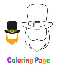 Coloring page with Leprechaun Hat with Beard for kids