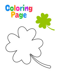 Fototapeta premium Coloring page with Clover Leaf for kids