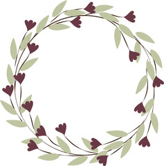 Fototapeta premium Floral frame round shape. Purple flowers. Place for text. High quality vector image.