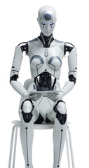 AI humanoid robot using a tablet
