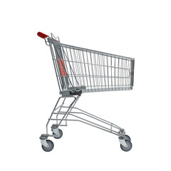 Empty small supermarket shopping cart