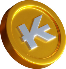Golden Lao kip coin 3d render illustration