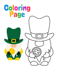 Coloring page with Leprechaun for kids