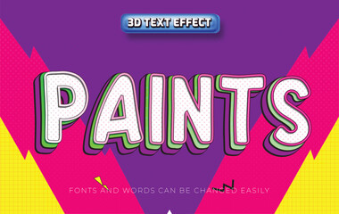 Paints creative colorful retro editable text effect style
