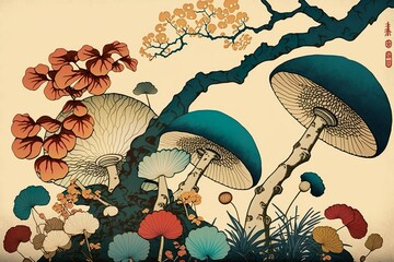 Ukiyo-e Mushrooms