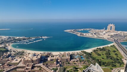 Panoramic views from Etihad Towers over Abu Dhabi
