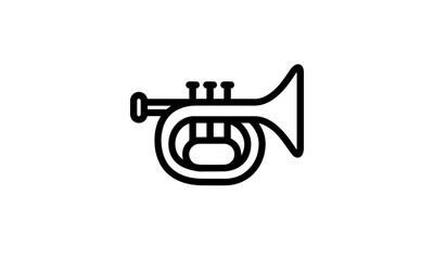 bugle vector icon black and white background wind instrument eps 8